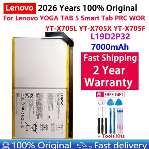 2026 Years Original New Battery 7000mAh For Lenovo Yoga Smart Tab(YT-X705F) 1ICP3/84/94-2 L19D2P32 L