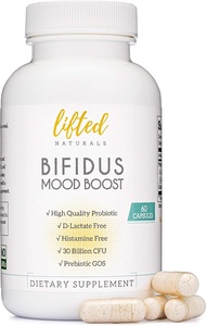 Lifted Naturals Probiotics 30 Billion CFU - Bifidus Mood Support Supplement w/prebiotics &amp; probiotics for Women and Men - Mood &amp; Digestion Support- Histamine Free - Natural Mood Boost - 60 Days Supply, Non-GMO
