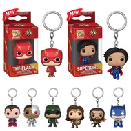 Funko POP Movie DC Justice League The Flash Figura Keychain Anime Action Figure Doll Key Ring For Fa