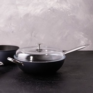 【Sambonet】Midnight Blue 銀離子不沾炒鍋附蓋32cm-星空藍