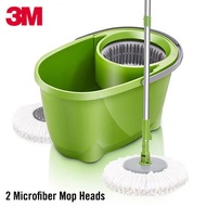 3M Scotch-Brite 360° Spin Mop Bucket Set with 2 Microfiber Mop Heads