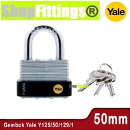 Yale Padlock Y125 Laminated Steel Security Padlock With Brass 5pin 50mm