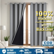 5 to 9ft 100% Blackout Curtains with Black Liner Thermal Insulated Noise Reducing Full Shading