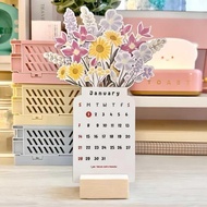 (Ready stock promotion) 2024 wooden frame desk calendar cute creative ins mini desk calendar making decorative ornaments notepad calendar desk calendar