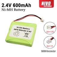 2.4V 600mAh NiMH Battery