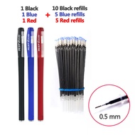23pcs Frosted Gel Pen Set Needle Tip 0.5mm Black/Red/Blue Refill Student Writing Supplies Stationery