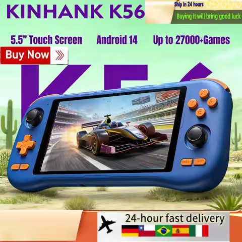 KINHANK K56 Portable Game Console 5000mAh Supports 50 Emulators (PS1/PSP/DC/SS) Android 14 WiFi Hot 