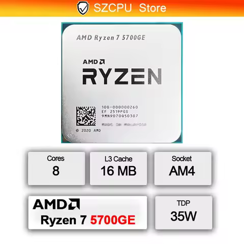 New R7 5700GE AMD CPU Ryzen 7 5700GE 4.6GHz Eight-Core 16-Thread 35W L3=16M 100-000000260 Socket AM4