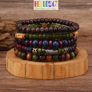 Retro Vintage Japanese style wooden bead bracelet HELLO247 punk crock hiphop bracelet for men and wo