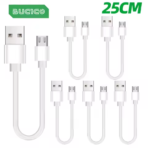 6PCS 25cm Short Micro USB Cable Android Type C USB Easy Carry Practical Charging Cable for Power Ban