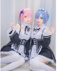 Zero ชีวิตเริ่มต้นในอีกโลกหนึ่งคอสเพลย์ Ram Rem Rem ชุดแม่บ้านอะนิเมะโทรทัศน์เครื่องแต่งกายหญิงบทบาท