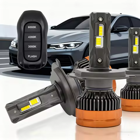 H4 LED H7 H11 9005 HB3 9006 HB4 H4 6500K 4300K 3000K LED Bulb Three Color Remote Control for Car Hea