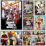 Grand Theft Auto วิดีโอเกมบทบาท Retro พิมพ์โปสเตอร์-คุณภาพสูงภาพวาดผ้าใบ Art สำหรับห้องนั่งเล่น,ห้องเกม,และ Home Wall Decor ภาพ-เหมาะสำหรับ GTA 5แฟน