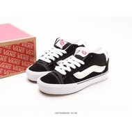【ผลิตภัณฑ์ใหม่】Vans Knu-Skool classic black and white mid-cut casual canvas shoes Unisex