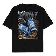 [100% Cotton] Beseldi - Kaos Baju Distro Vespa Baby Blue Sprint Piaggio Vespa Matic Terbaru Pria Sco