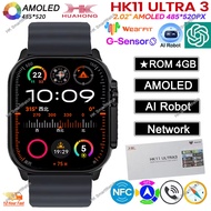 Smartwatch 2025 Original HK11 ULTRA 3 49mm AMOLED 4G ROM AI Chat Robot Bluetooth Network Call Clock 