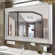 美式浴室鏡掛牆防水化妝室鏡子洗漱古典風格大鏡子壁掛古銅色定製