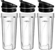 Blender Replacement Parts for Ninja, 3 Pack 16oz Ninja Blender Cups Replacement with To-Go Lids for 