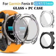 Tempered Glass + Case For Garmin Fenix 8 43mm 47mm 51mm All-Around Screen Protector Hard PC Case Bum