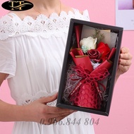 Lovely box of scented wax roses with transparent mica lid, meaningful gift for girlfriend 28x17x10cm