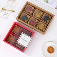 10pcs Brown Red Mooncake Box Kraft Cavity Boxes 50g 80g Mid Autumn Festive Gift Packaging Box