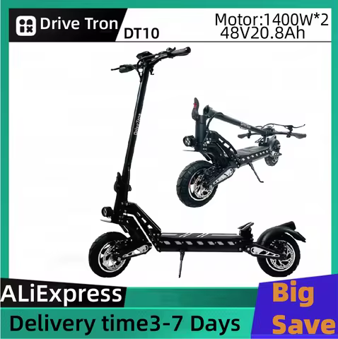 Drive Tron DT10 Adult Electric Scooter 1400W*2 Motor 48V 20.8Ah Battery Folding E-Scooter 10 inch Ti