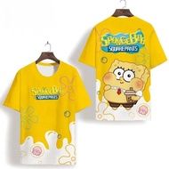 2026 Summer SpongeBob SquarePants Cartoon 3D Kids T-Shirt Plus Size Short-Sleeve Shirt Matching Pare