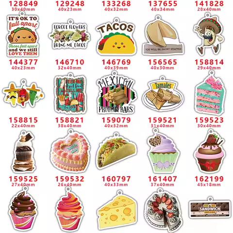 DIY Craft Supplies Sewing Accessories Food Printed Planar Resins Mold With Hole 10 Pieces. PR-128849