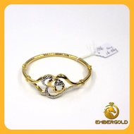 【ORI 916/22k】Emas/Gold Bangle Bracelet 916 Original Double Love Flower Shape | Gelang Tangan Emas 916 Tulen 黄金手镯 - DIAMETER 5.6CM