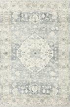 Loloi II Rosette Collection ROS-07 Denim / Fog, Traditional 7'-6" x 9'-6" Area Rug