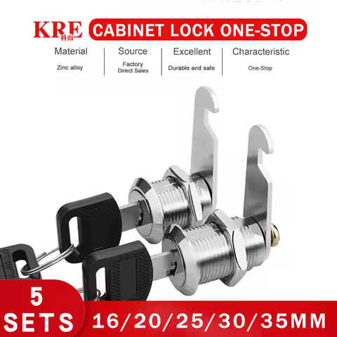 5/20SETS Metal Cylinder Cabinet Security Locker Cam Lock With 2 Keys Same Key Different Key Security