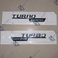 A Pair of 4Matic Turbo Badge Emblems, Mercedes Fender Stickers benz - AMG Chrome
