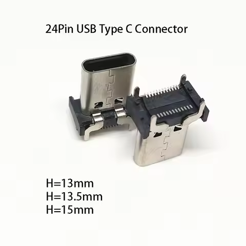 1PC TYPE-C Female Socket 24PIN Vertical Patch 13mm 13.5mm 15mm Vertical 5A High Current USB Female H