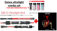 DAIWA ULTRALIGHT COMBO SPINNING  SET DAIWA IM 750 DAIWA EBI X 502ULXS FREE DAIWA GRIP
