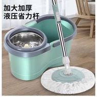 [SG Stocks] Spin Mop Set With 360° Rotating Rod Spin Rinse Dry Function Separate Dehydration Basket