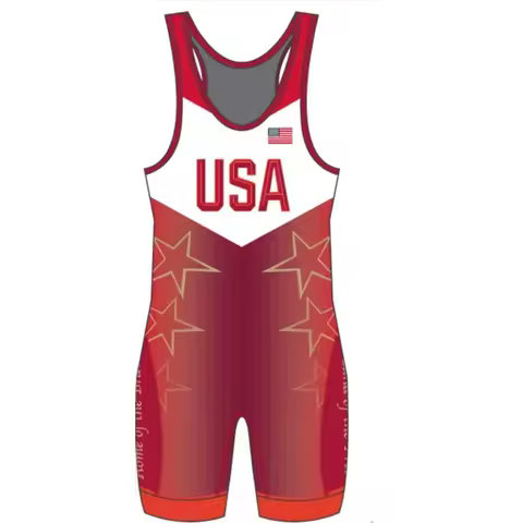 Hot Sale Men's Wrestling Singlet Uniform Singlets Clothing Usa Blue Wrestling Gear Running Speedsuit