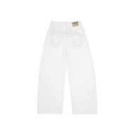 กางเกงยีนส์ทรงหลวมเอวต่ำสไตล์นักร้องนำ 1JINN STUDIO กางเกงขายาวทรงกล้วยสีน้ำตาลเข้ม กางเกงยีนส์ทรงหล