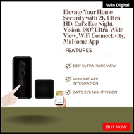 Mijia Smart Doorbell 3 Camera Video 180° Field of View 2K HD Resolution AI Humanoid Recognition Remo