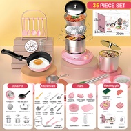 35 PCS Kids Kitchen Toys Cooking Simulation Toys Cookware Set Kids Educational Toys Girl Gift