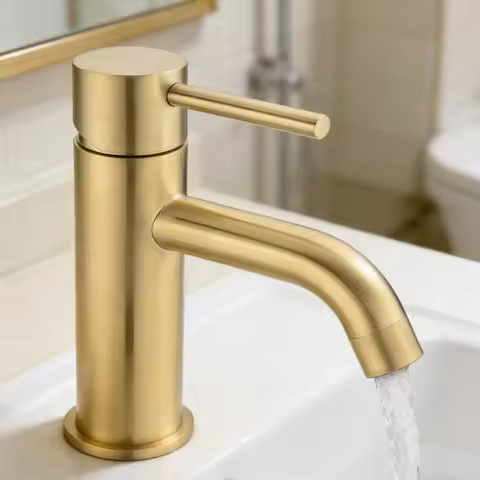 Brushed Gold Faucet Hot Cold Water Basin Sink Tap Bathroom Washbasin Water Mixer Tap Bathroom Faucet