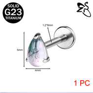 1 cái G23 khuyên môi bằng titan Khuyên môi dạng đinh tán xuyên 16G Bông tai đính rêu mã não hạt bông