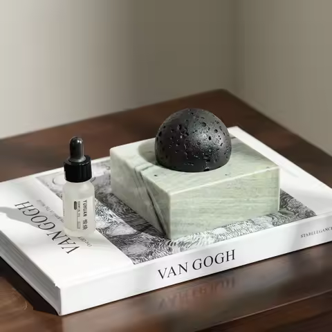 Black Lava Rock Stone Diffuser with Marble Base, Luxury Essential Oil Diffusers for Home Offices Yog