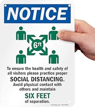 SmartSign Please Practice Proper Social Distancing Sign, Avoid Physical Contact - Maintain Six Feet