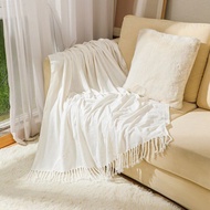 Chenille Solid blanket with tassel sofa blanket air conditioning cover blanket outdoor camping blank