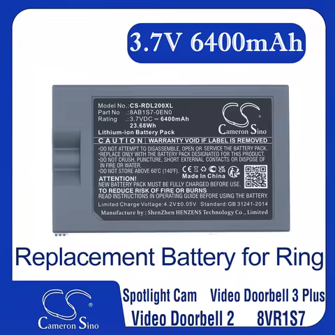 Cameron Sino Replacement Battery for Ring 8VR1S7, Peephole Cam, Solar Floodlight,, Fits P/N 5AT3S3,5