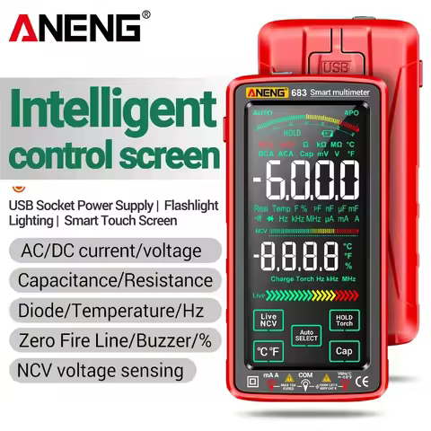 ANENG 683 Smart Multimeter Tester High-end Touch Rechargeable 6000 Counts Multimetro Test Multiteste