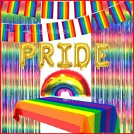 YT1 Pride Parade Balloon kits LGBT Themed party decoration rainbow Tablecloth pull flag rain curtain