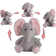 Boneka Gajah Peek A Boo dengan Telinga Bergerak, Mainan Plush Gajah yang Menyanyi dan Berbual Semasa