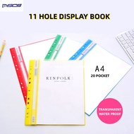 YES WATERPROOF 20 POCKET A4, 11 HOLE DISPLAY CLEAR BOOK-4Bks