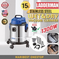 LADDERMAN 15L Stainless Steel Wet and Dry Vacuum Cleaner Heavy Duty Home Commercial Penyedut Habuk V